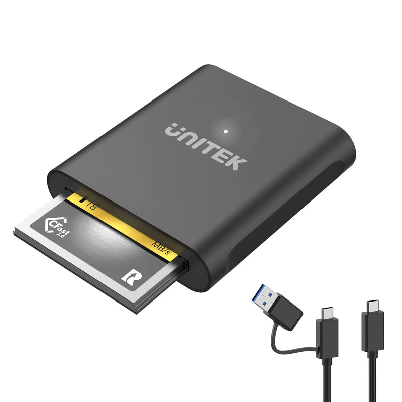 CFast Card Reader, Unitek USB 3.0 USB C CFast 2.0 Card Reader, Portable Aluminum CFast Memory Card Adapter Thunderbolt 3 Port Connection Supported, Compatible for SanDisk, Lexar, Transcend, Sony Card Black