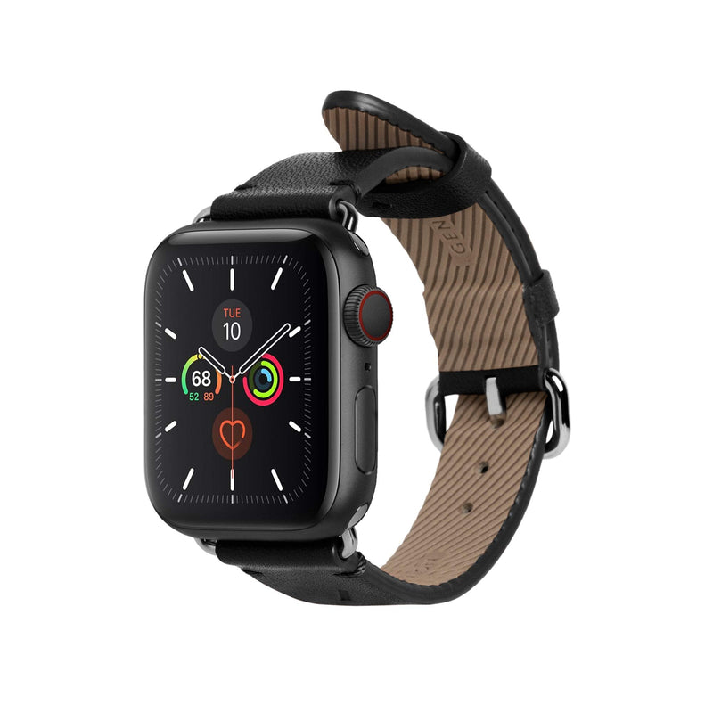 Native Union Classic Strap for Apple Watch 38/40/41mm – Genuine Italian Nappa Leather – Stainless Steel Hardware with Soft Nubuck Leather Backing Compatible with Series 1-10, SE, SE 2 & Ultra (Black) Shark Black 40mm