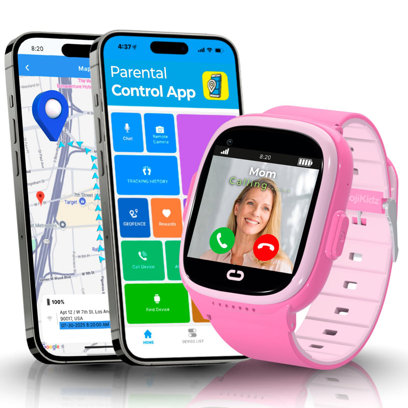 Smart Watch for Kids with GPS Tracker, Audio & Video Calling, SOS Alerts, HD Camera, Fitness Tracker, Parental Controls, Kids Smart Watch for Boys & Girls, Subscription Required (Pink) Red