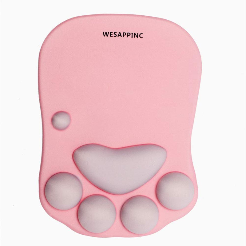 WESAPPINC Cat Paw Mouse Pad with Wrist Support Cushion Soft Silicone Wrist Rests Ergonomic Cute Mousepad Design for Office Computer Mac Gaming Desk Decor (10.7x7.8x0.9'') (Pink) Pink