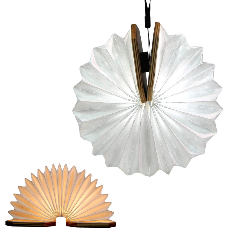 LED Hanging Folding Lantern, Wood & Paper Lamp, Organ Book Light for Office, Decoration, Gift, USB Rechargeable