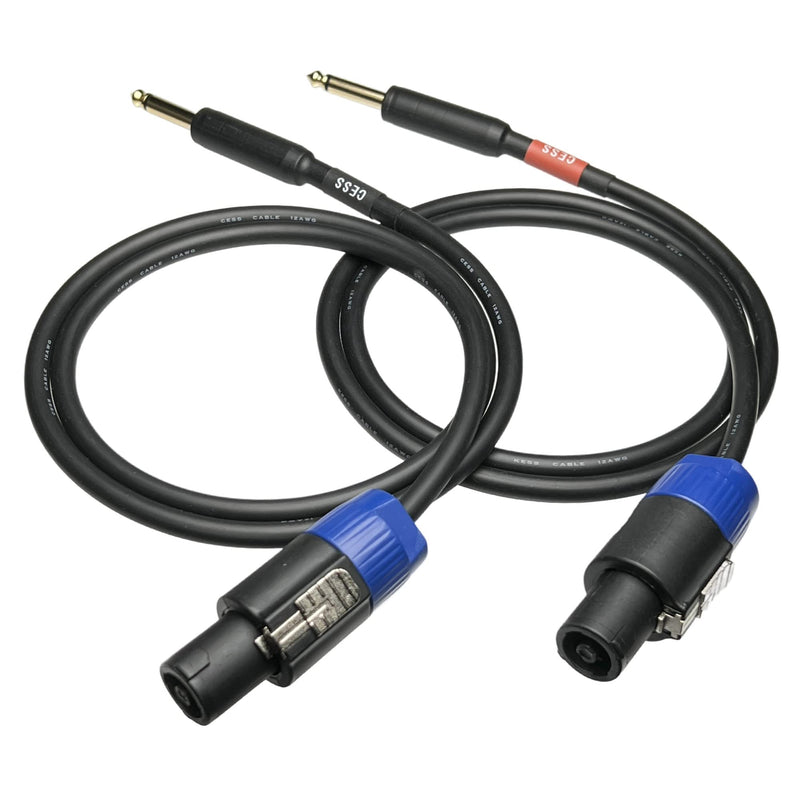 [AUSTRALIA] - CESS-118-3f Speakon Plug to 1/4 TS Plug 12AWG OFC Speaker Wire, 2 Cables (3 Feet) 