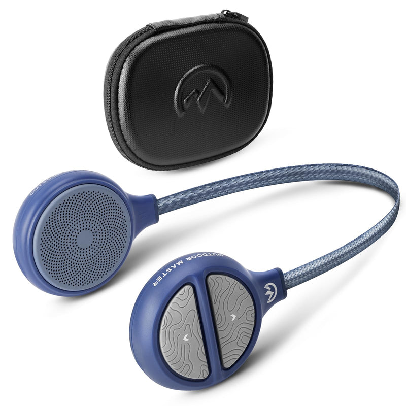 OutdoorMaster Ski Helmet Drop-in Headphones Wireless Bluetooth | 5.3 Wireless Bluetooth, Drop-in Headphones HD Speakers, Big Button, 10H Working Time, Audio-Ready Helmet Compatibility Blue