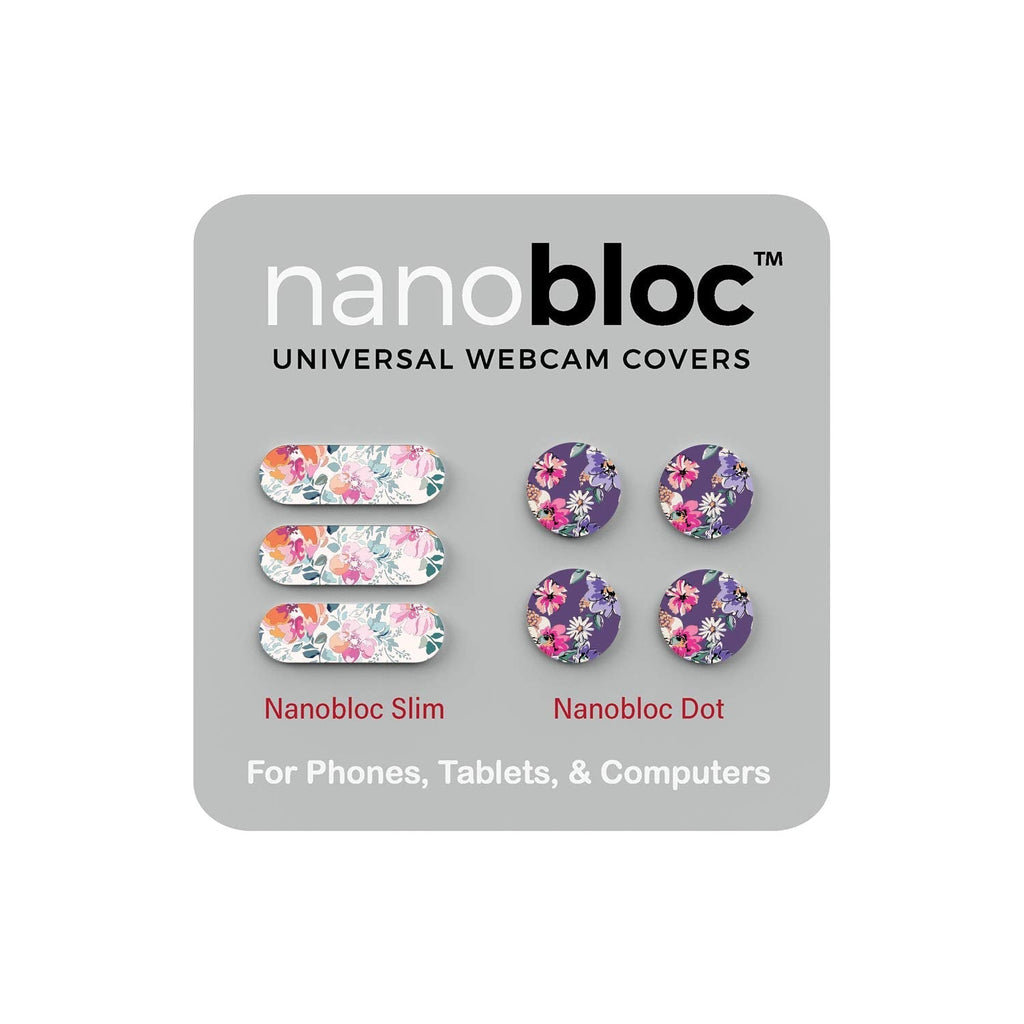 Nanobloc Universal Webcam Covers - Privacy Protection Accessory, No Residue Application - Dots and Bars, 7 Pieces - Floral