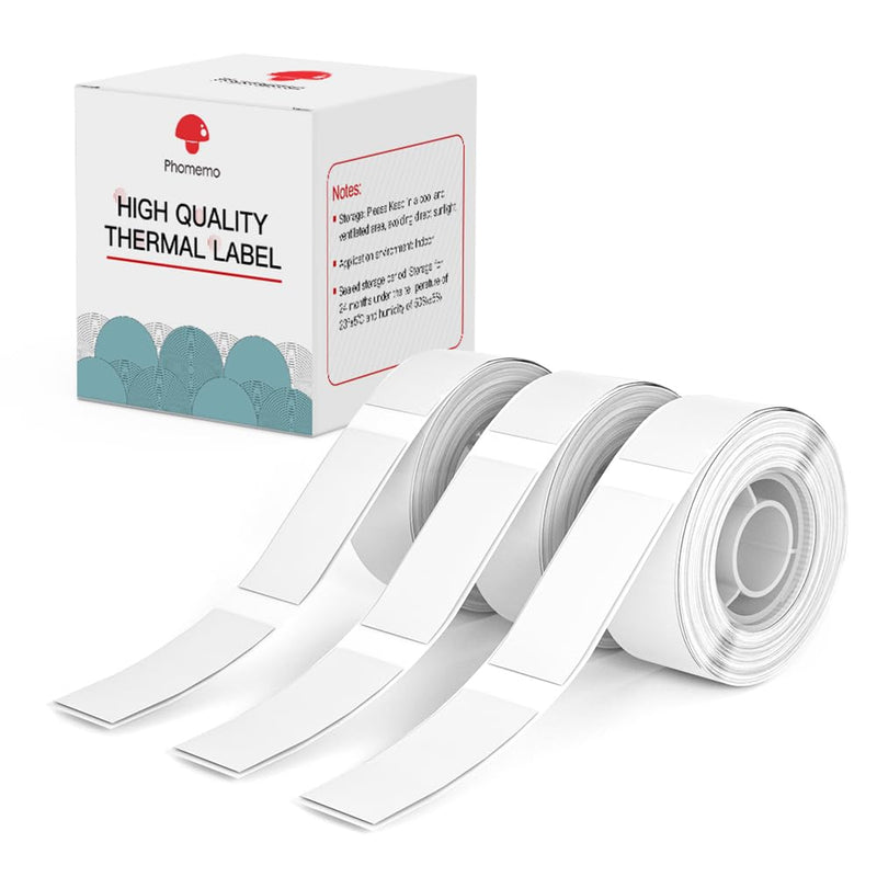 [AUSTRALIA] - Phomemo Printer Paper D30 Sticker Thermal Paper Self-Adhesive Label Tape Black on White Self-Adhesive, 14 x 50 mm (0.55 x 1.97 Inch) 160 Tapes/Roll, 3-Roll 14x50 mm 