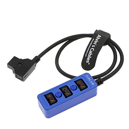 Alvin's Cables D-tap Splitter P-Tap HUB Cable Dtap Male to Three Port D tap Female Splitter Cable with Screw Threads for ARRI RED Z CAM Cameras TILTA Steadicam IDX V-Mount Battery-Blue 50cm/19.7in blue