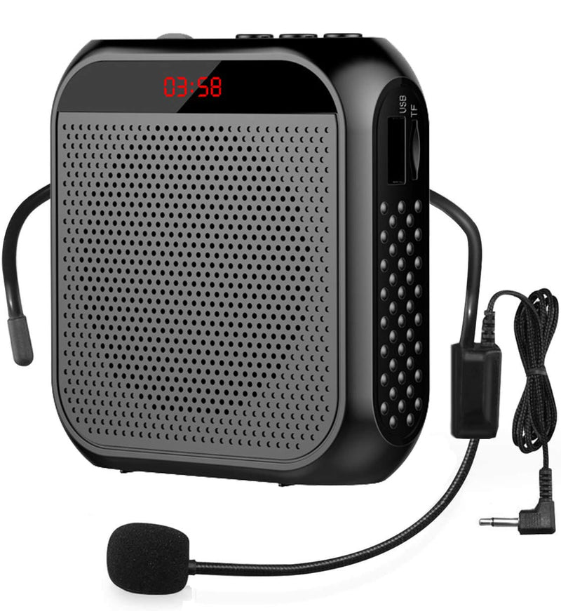 [AUSTRALIA] - Portable Voice Amplifier with Wired Microphone Headset Rechargeable PA System Speaker Personal Microphone Speech Amplifier Power Amplifiers Loudspeaker for Teachers/Metting/Tour Guide (Black) Black 