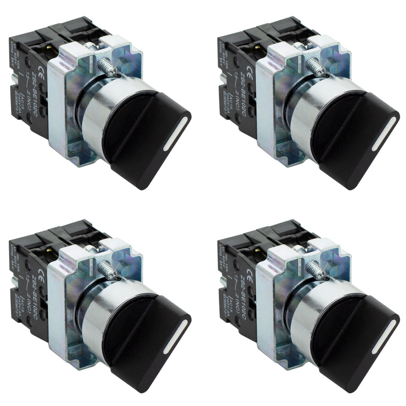 [AUSTRALIA] - Rotary Switch - 2-Position Selector Switch Maintained - 22mm Mounting Hole - Electric NO NC Latching - 220VAC Voltage and 10A Contact Current - (4 Pack) 4 Pack NO/NC 