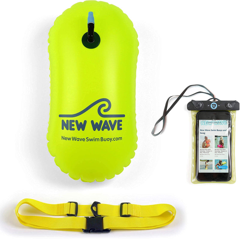 New Wave Swim Bubble Fluo Green and Phone Pouch Bundle
