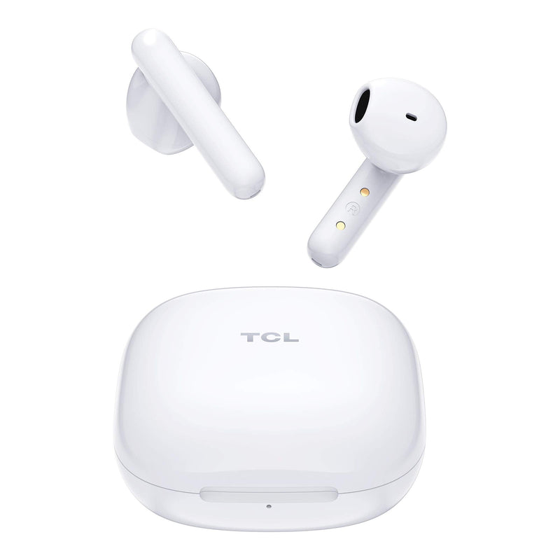 TCL S150 True Wireless Earbuds, Deep Bass with 13mm Drivers, Bluetooth 5.0 Headphones, Type C Charging Case, Noise Isolation, Waterproof Touch Control Wireless Earphones with Mic for Work, White