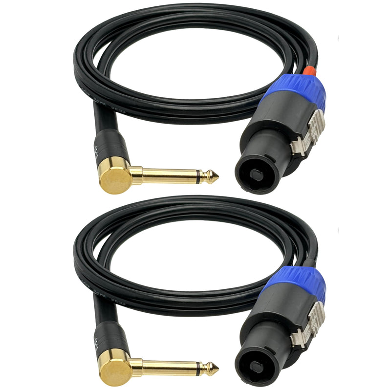 CESS-133-3f Right-angle 1/4 Inch TS Plug to Speakon Speaker/Amplifier Cable, 2 Pack (3 Feet) 3 Feet