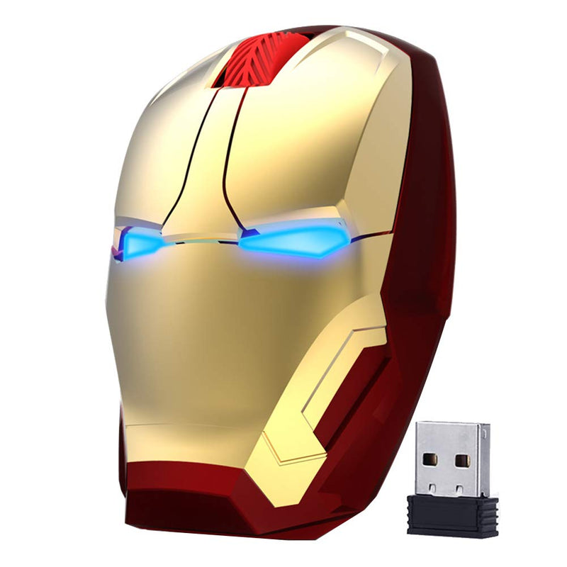 ECOiNVA Wireless Iron Man Mouse 2.4G Optical Computer Mouse for Desktop Laptop PC Mac (Gold) Gold