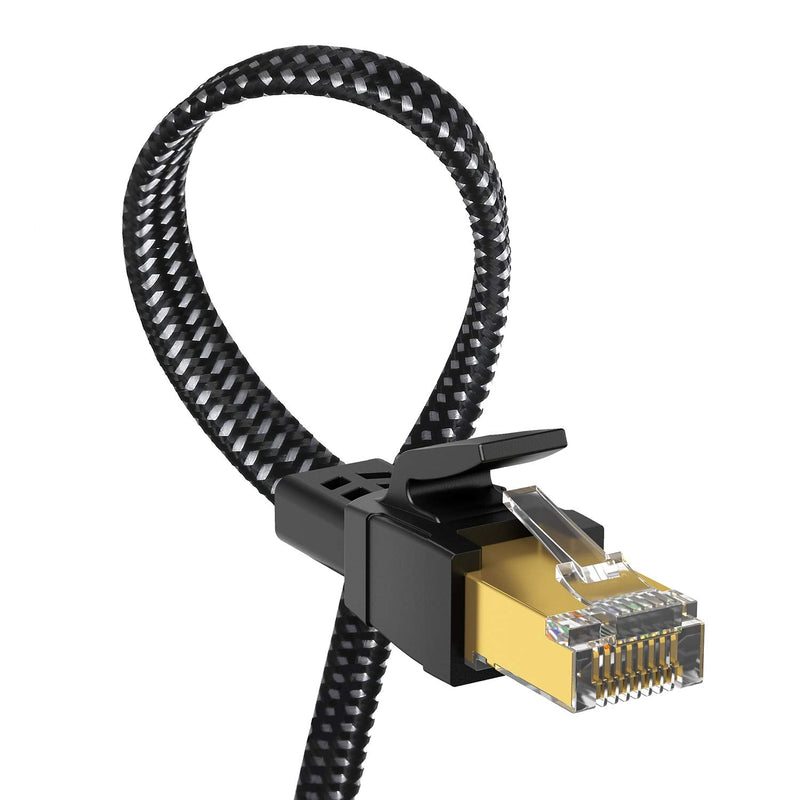 Orbram Cat8 Ethernet Cable 150FT, High Speed Braided 40Gbps 2000MHz Network | Bare Copper Shielded SFTP Internet Cable, Heavy Duty Flat RJ45 LAN Patch Cord-Indoor for Gaming PC Modem Router PS5 Black