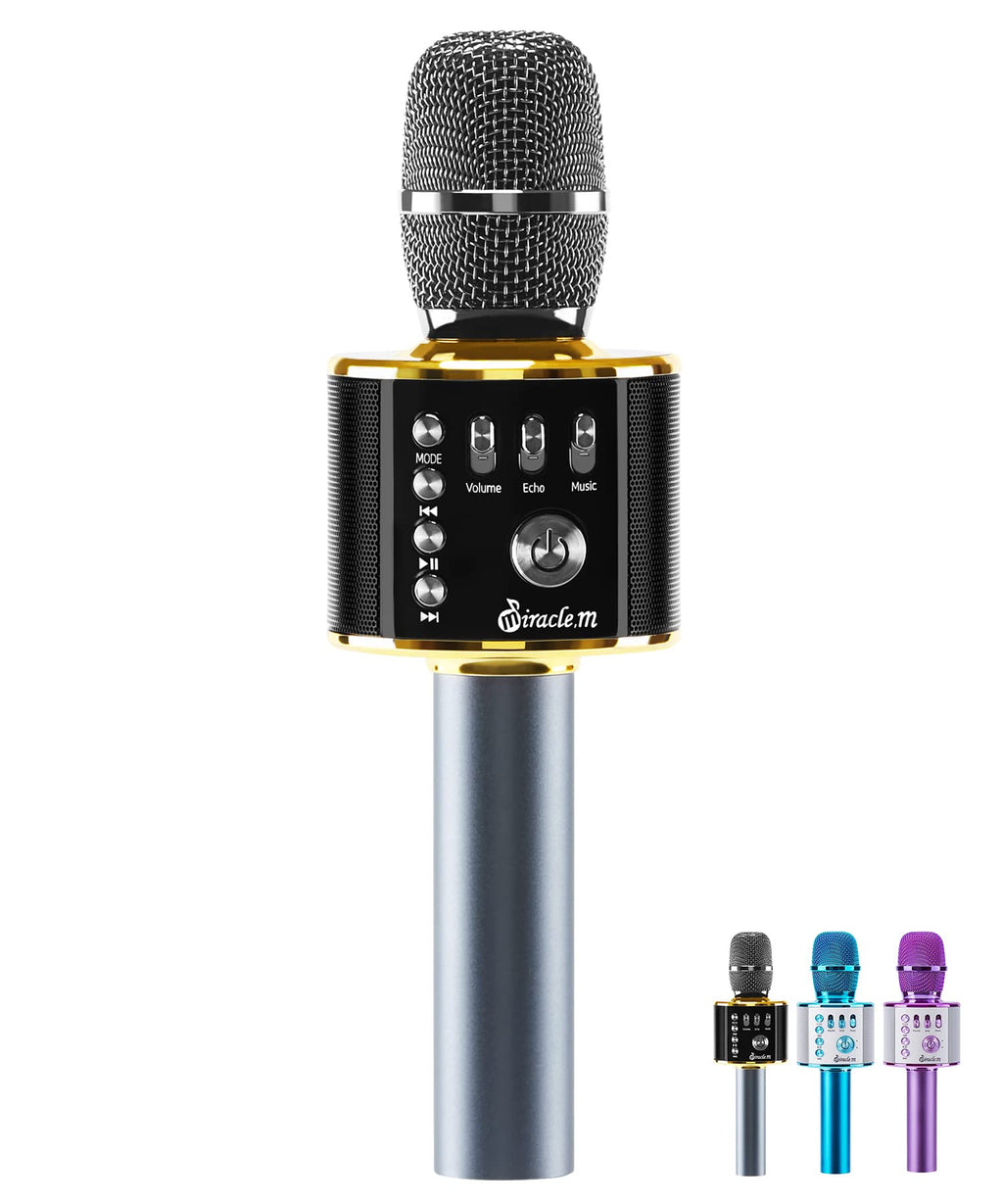 M37 - Bluetooth Karaoke Microphone Wireless - Bluetooth Microphone Wireless - Wireless Microphone Karaoke - Microphone for Kids - Carpool car Karaoke Microphones with Speaker - Karaoke mic Black