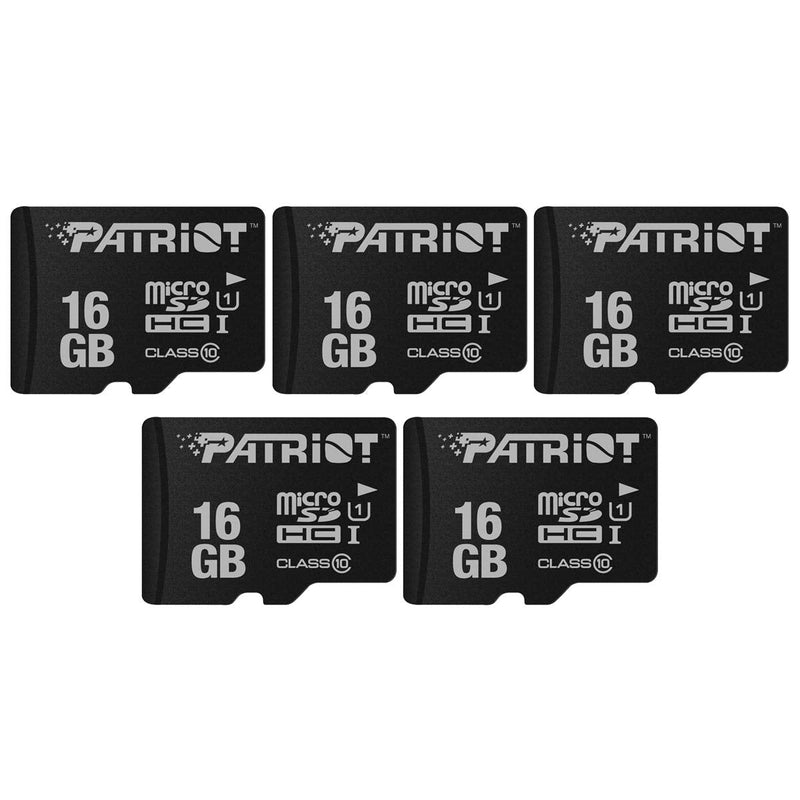 Patriot LX Series Micro SD Flash Memory Card 16GB - 5 Pack Black 16GB 5-Pack