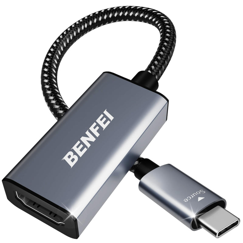 BENFEI USB Type-C to HDMI Adapter [Thunderbolt 3/4 Compatible] with iPhone 15 Pro/Max, MacBook Pro/Air 2023, iPad Pro, iMac, S23, XPS 17, Surface Book 3 and More 1 Gray