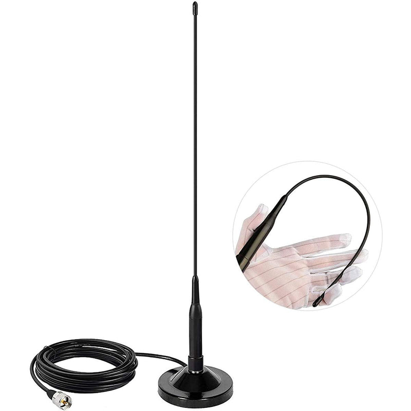 Mobile Radio Antenna Dual Band VHF/UHF 136-174MHz/400-470MHz and PL259 Male Connector Magnetic Mount Base for Vehicle Ham Radio Car Truck Amateur Radio NL-R2