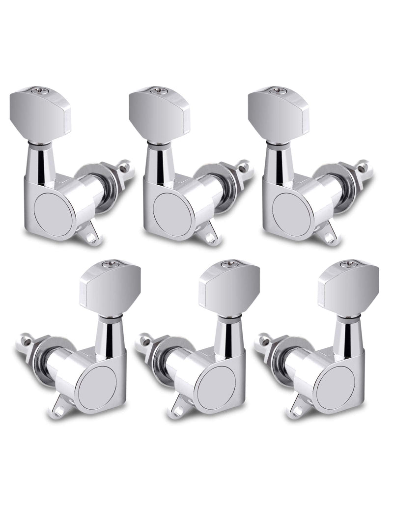 Holmer Sealed String Tuning Pegs Tuning Machines Grover Machine Heads Tuners Tuning Keys 3 Left 3 Right for Acoustic Guitar or Electric Guitar Chrome.