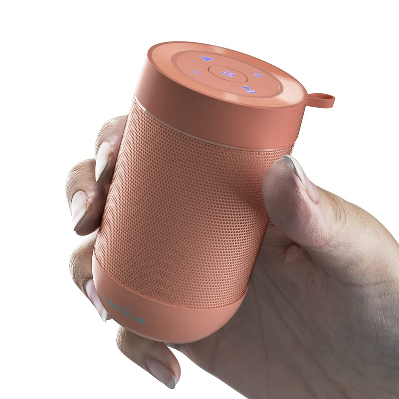 comiso Bluetooth Speaker, Portable Bluetooth Speakers with Wireless Stereo Pairing, Built in Mic, 360° HD Sound,IP65 Waterproof Speaker,Support TF Card, for Home/Party/Outdoor/Beach,Gift For Men/Women Pink