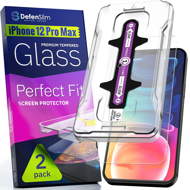 iPhone 12 Pro Max Screen Protector [2-Pack] with Easy Auto-Align Install Kit - Tempered Glass for iPhone 12 Pro Max (6,7") - New Glass with Your Next Phone