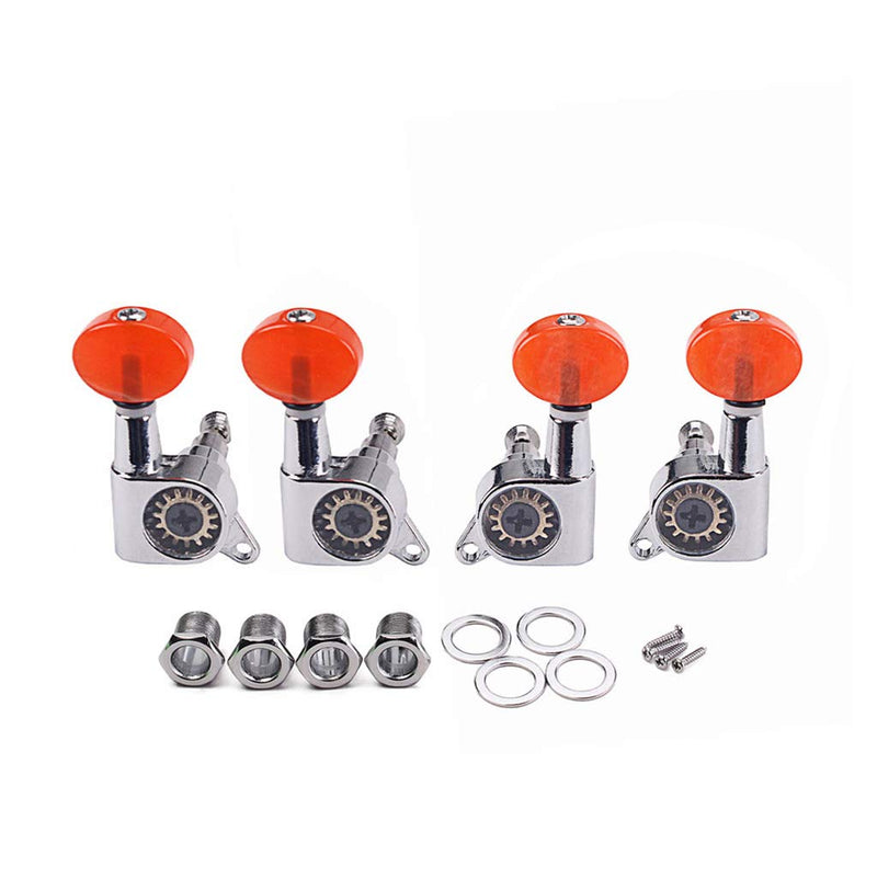 Alnicov Ukulele Tuning Pegs Machine Heads，2R 2L With Red Tuning Peg Button
