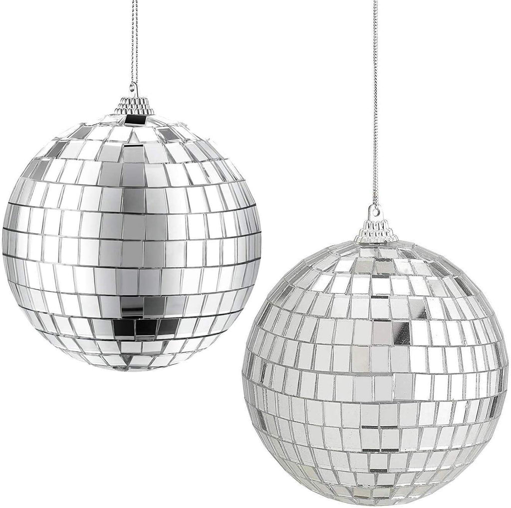 Rocutus 4 Pack Mirror Disco Balls,Silver Hanging Party Disco Ball for Party or DJ Light Effect, Home Decorations, Stage Props, Game Accessories (3.15 Inch) 3.15 Inch