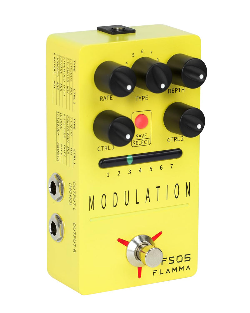 FLAMMA FS05 Multi Modulation Pedal Electric Guitar Stereo Effects Pedal with 7 Storable Slots 11 Modulation Effects True Bypass FS05 Modulation