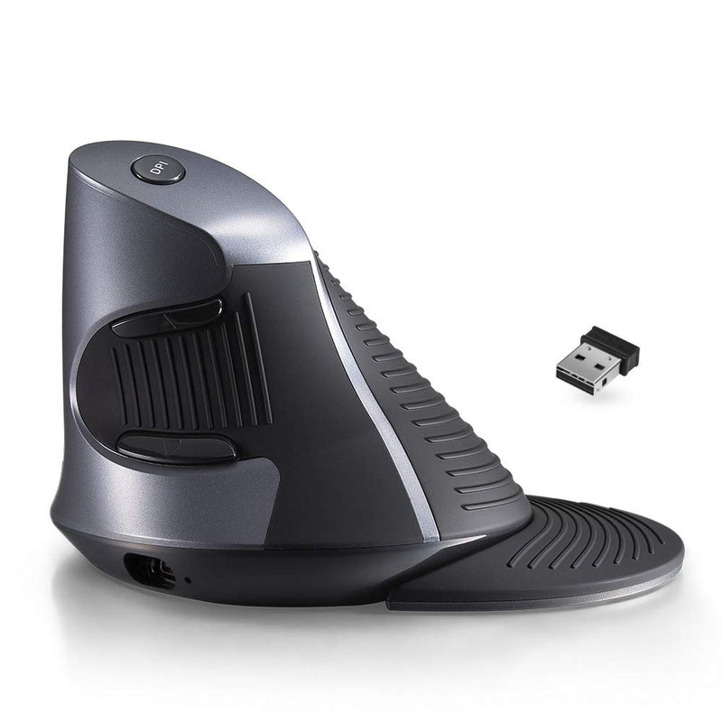 DELUX Upgrade Rechargeable Ergonomic Vertical Mouse, 2.4G Optical Wireless Ergo Silent Mouse with USB Receiver, 6 Buttons, 3 Gear DPI and Removable Palm Rest Reduce Muscle Strain (M618G GX-Black) M618G GX 2.4G Wireless 1600DPI