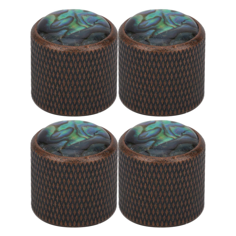 Electric Bass Knob, 4 Pcs Metal Electric Bass Knob Dome Metal High-End Shell Inlaid Tone Volume Control Guitar Parts(Color Shell Bronze)
