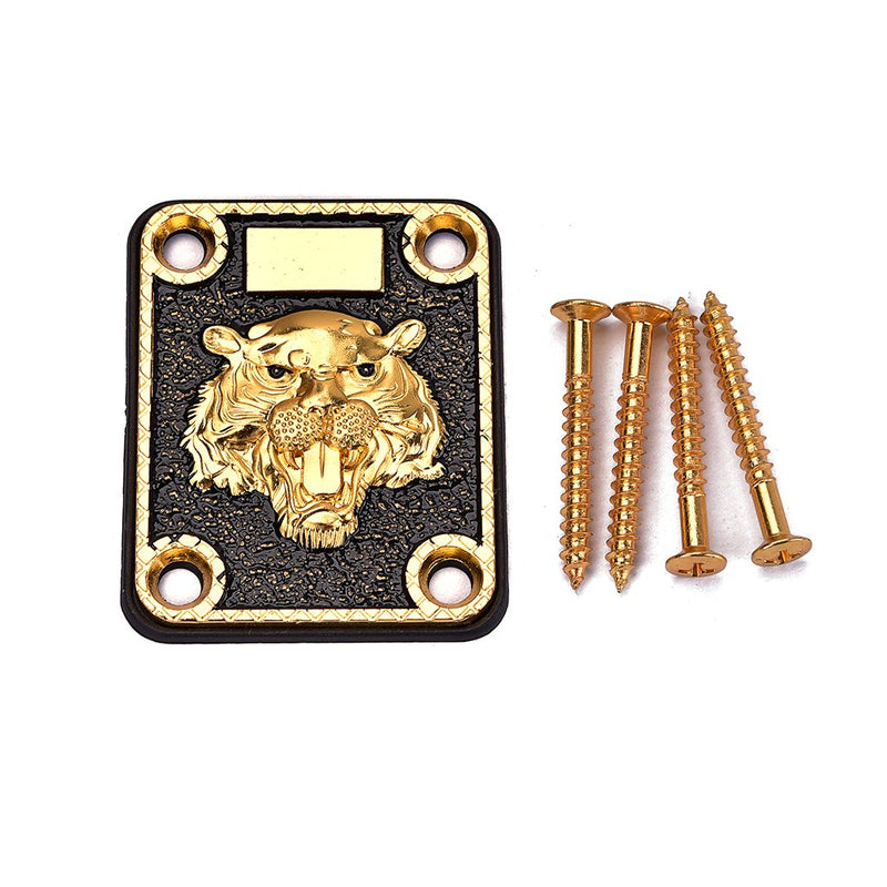 Alnicov Guitar Neck Plate， Guitar Neck Plate Engraved Animal Head Pattern for Electric Guitar