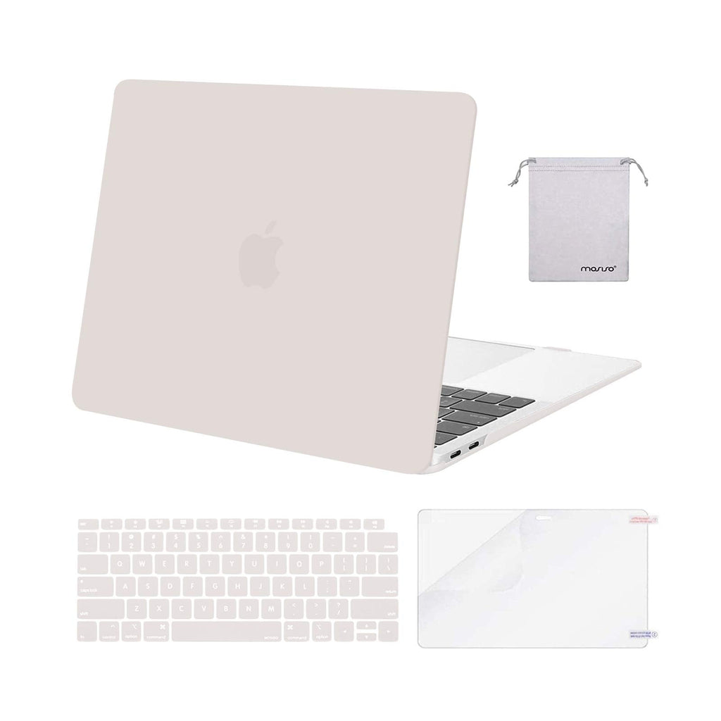 MOSISO Compatible with MacBook Air 13 inch Case 2022, 2021-2018 Release A2337 M1 A2179 A1932 Retina Display Touch ID, Plastic Hard Shell&Keyboard Cover&Screen Protector&Storage Bag, Rock Gray