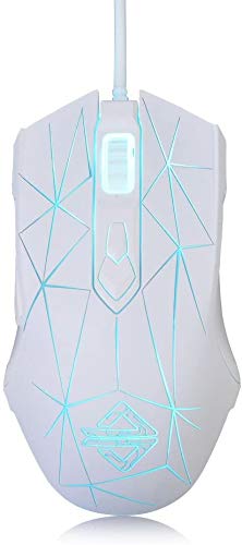 RGB Lightweight Gaming Mouse, Programmable 7 Buttons, Ergonomic LED Backlit USB Gamer Mice Computer Laptop PC, for Windows Mac OS Linux, Pink (Star White) star white