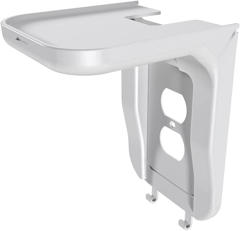 Suptek Wall Outlet Shelf, Home Wall Shelf Organizer for Outlets, Perfect for Bathroom, Kitchen, Bedrooms,Ideal for Cell Phone,Speaker up to 20lbs,With Cable Management and Detachable Hooks,White(S3W) 1 Pack