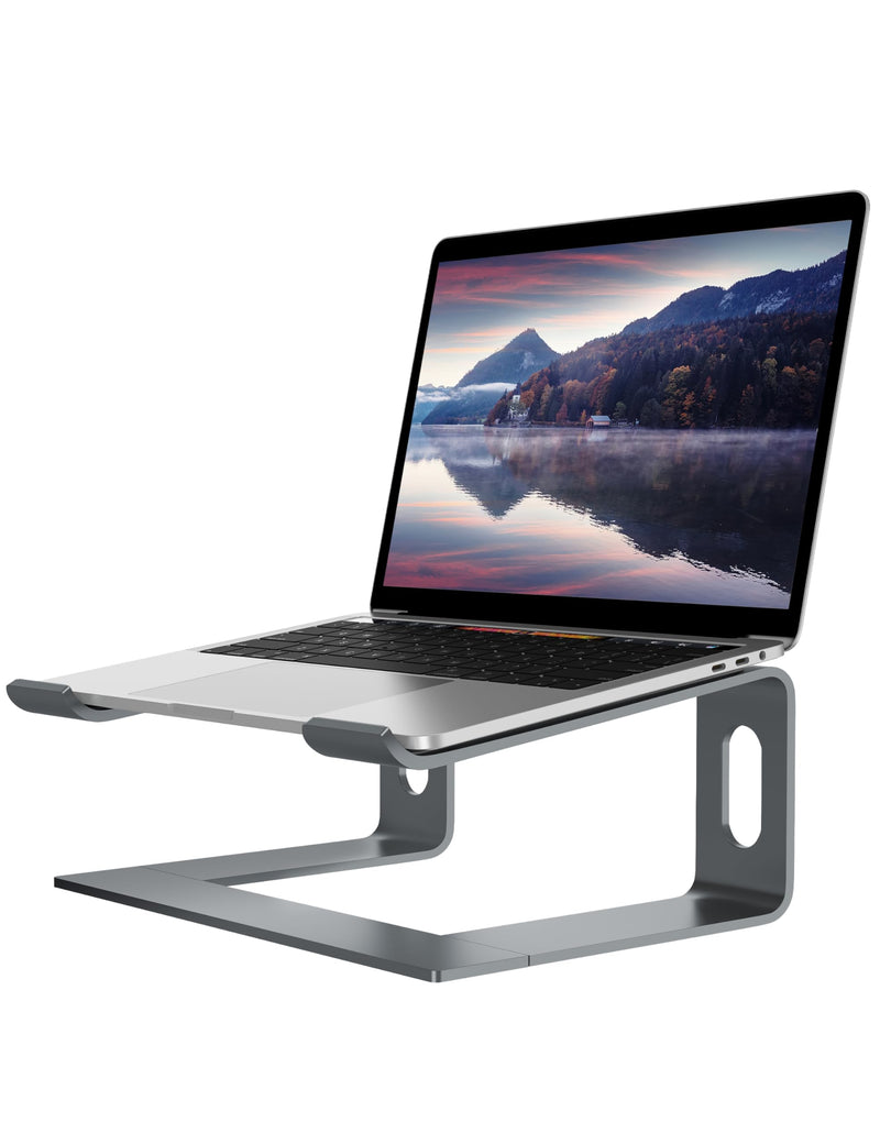 ALASHI Laptop Stand for Desk, Aluminum Computer Riser, Ergonomic Notebook Holder, Detachable Metal Laptops Elevator, PC Cooling Mount Support 10 to 15.6 Inches Notebook, Grey C-Grey