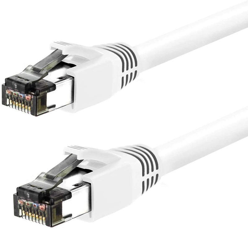 Cat8 RJ45 35FT Ethernet Patch Internet Network LAN Cable, Indoor/Outdoor, 24AWG – Latest 40Gbps 2000Mhz, Weatherproof S/FTP for Router, PS4, PS5, Xbox, PoE, Switch, Modem (White) Cat8-35FT White