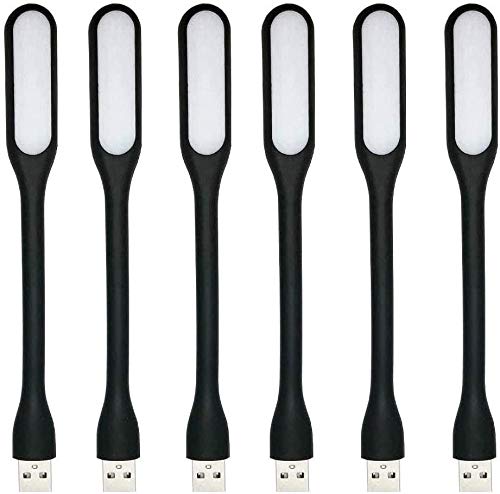 USB LED Light Lamp for Power Bank, Portable USB led Night Light Lamp with Flexible Arm, Flexible Gooseneck Reading USB LED Light Lamp,Compatible for Laptop, Notebook, Reading Lamp, Eye Care (6-Black)