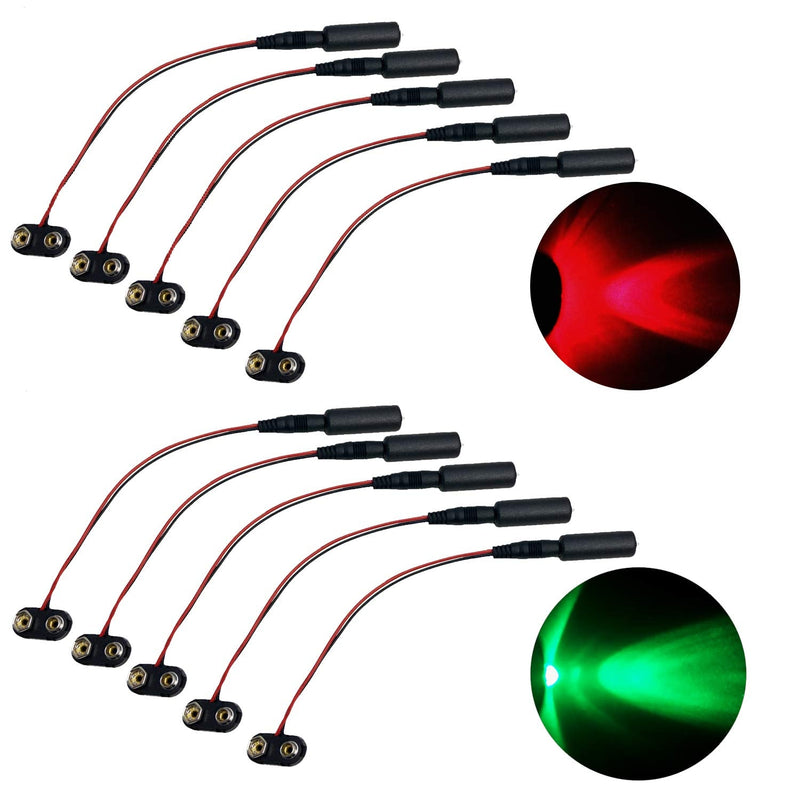 5 red and 5 Green Micro Effects Lights for Christmas Props Theatrical Costumes 9 Volt led Spotlight