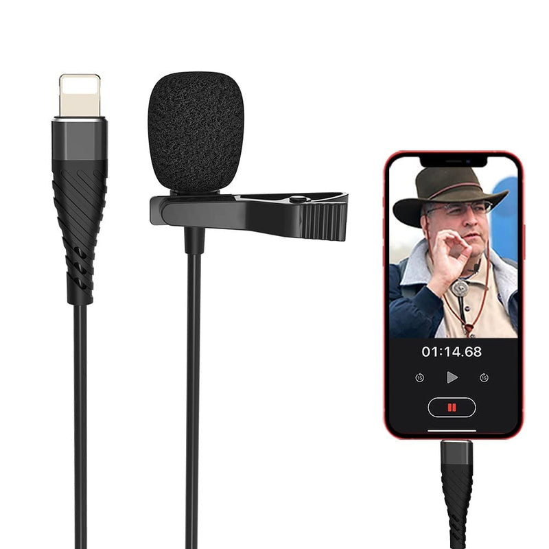 Mini Professional Lavalier Lapel Microphone Directivity Condenser Mic for 8/8 Plus 11/11 Pro 12/12 Pro, iPhone X/XS/XR, YouTube Vlogging Facebook Interview Livestream Video Recording (9.8ft)