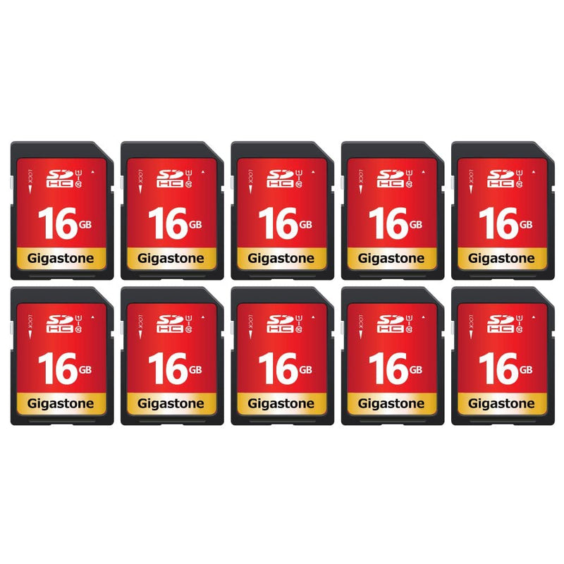 Gigastone 16GB 10-Pack SD Card UHS-I U1 Class 10 SDHC Memory Card High-Speed Full HD Video Canon Nikon Sony Pentax Kodak Olympus Panasonic Digital Camera, with 10 Mini Cases SD 16GB U1 10-Pack