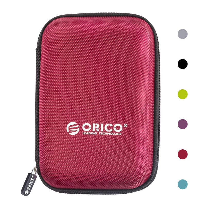 ORICO Hard Drive Case 2.5 inch External Drive Storage Carrying Bag Waterproof Shockproof with Inner Size 5.5x3.5x1.0inch for Organizing HDD and Electronic Accessories, Red(PHD-25)