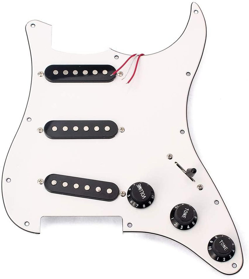 [AUSTRALIA] - Alnicov Electric Guitar Part Prewired Loaded Pickup Pickguard Assembly 3 Ply SSS White 