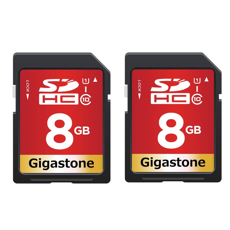 Gigastone 8GB 2-Pack SD Card UHS-I U1 Class 10 SDHC Memory Card Full HD Video Canon Nikon Sony Pentax Kodak Olympus Panasonic Digital Camera, with 2 Mini Cases SD 8GB U1 2-Pack