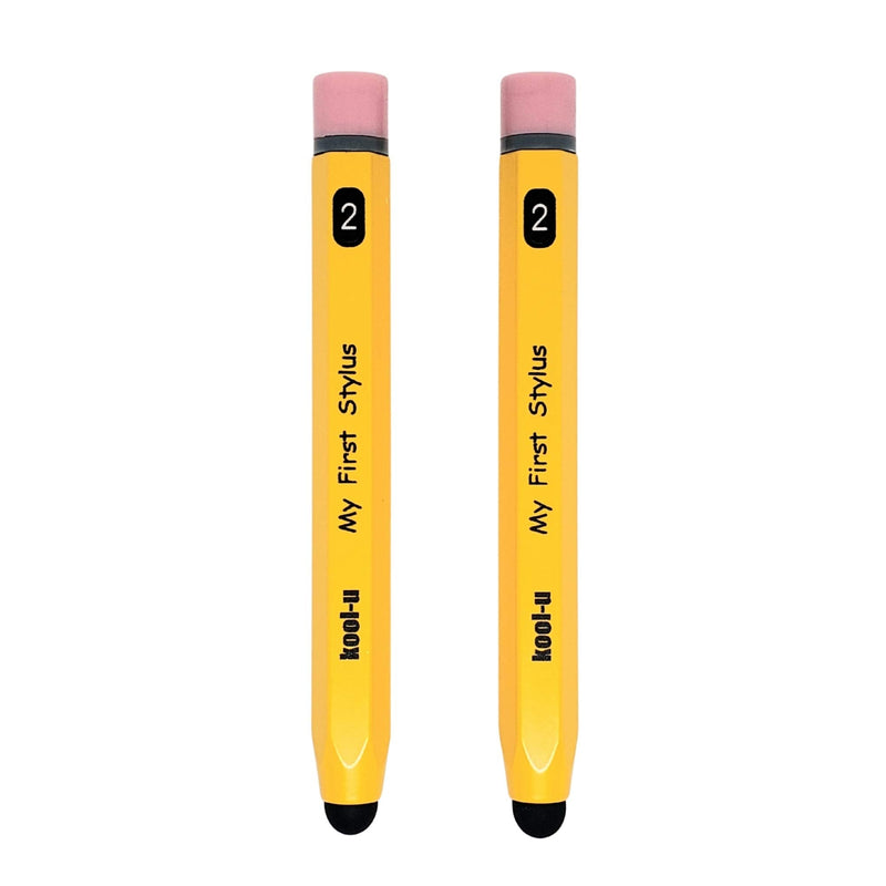 KOOL-U Stylus Pens for Kids, Hexagon Shaped Like a Real Pencil, Compatible with All Touch Screen Devices - Apple IPAD, iPhone, Samsung Galaxy Tab, Amazon Fire - 2 Pack