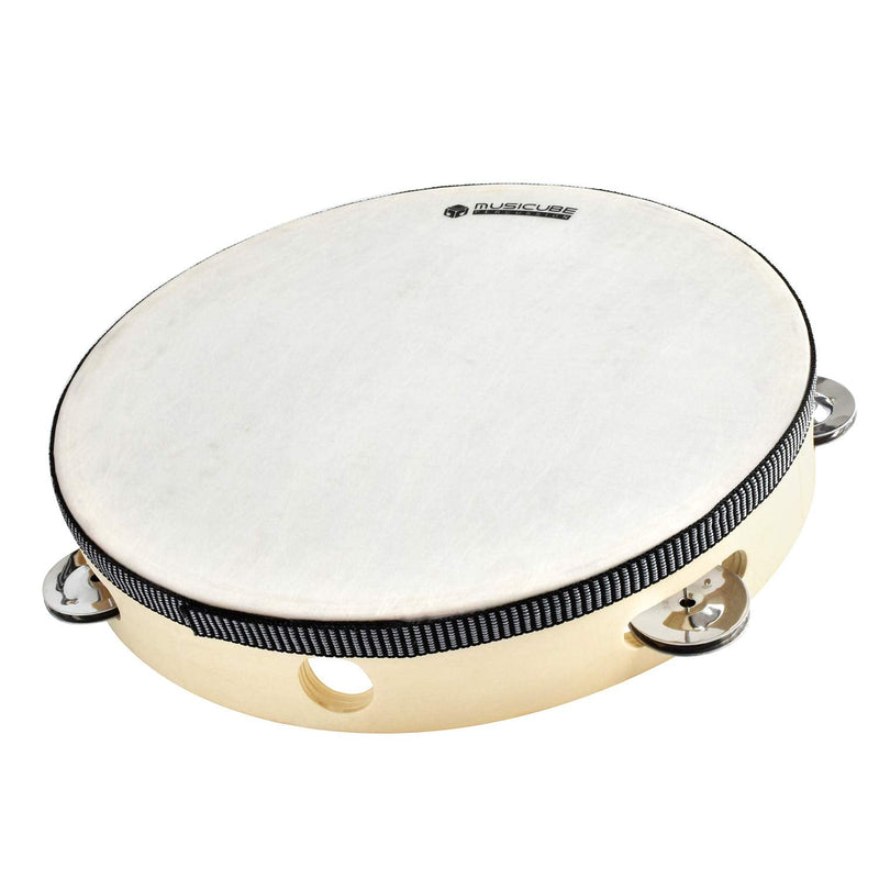 [AUSTRALIA] - MUSICUBE 10-Inch Headed Tambourine for Adults Kids Single Row Wooden Headed Tambourine with Stainless Iron Jingles Educational Hand-Held Percussion Instrument Toys for Home School Party Supplies 10"tambourines 