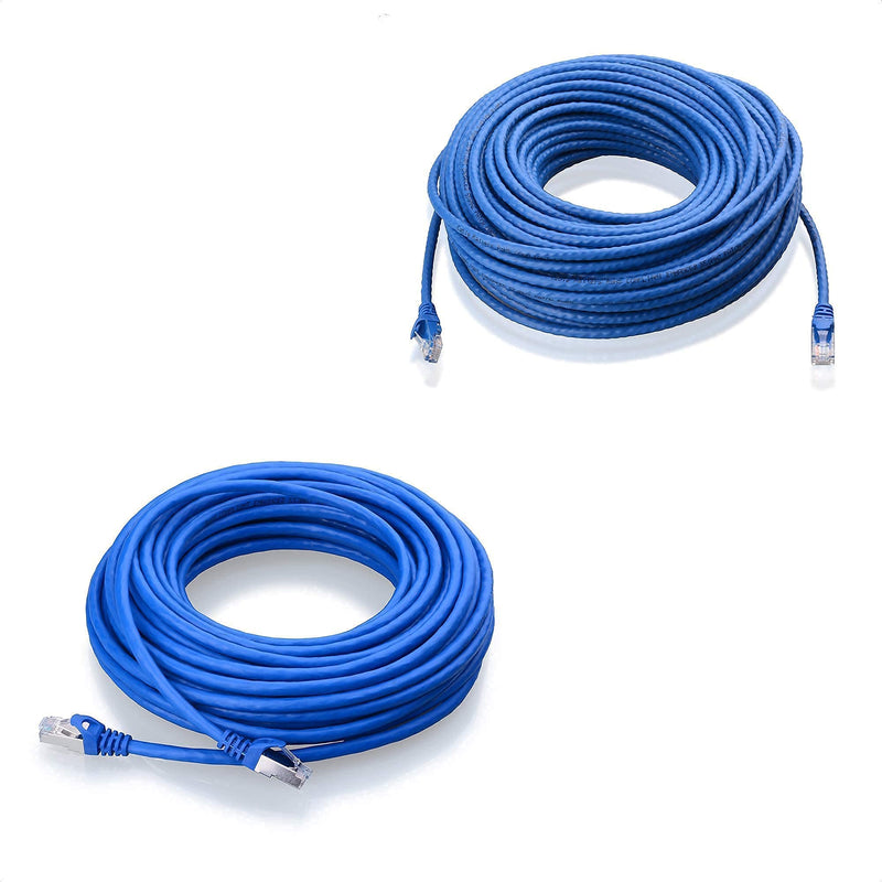 Cable Matters 100-Foot Snagless Long Cat6 Ethernet Cable (Cat6 Cable, Cat 6 Cable) in Blue & 50-Foot Cat6A Shielded Ethernet Cable