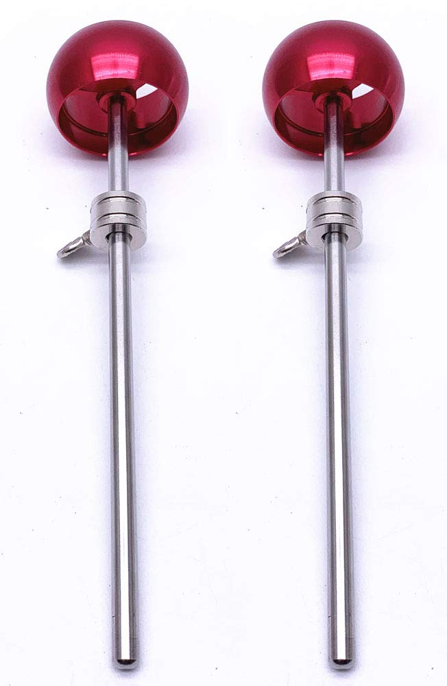 2 Pieces Bass Drum Pedal Beater Aluminum Alloy Hammer Head Percussion Instrument Accessory Part Red 1