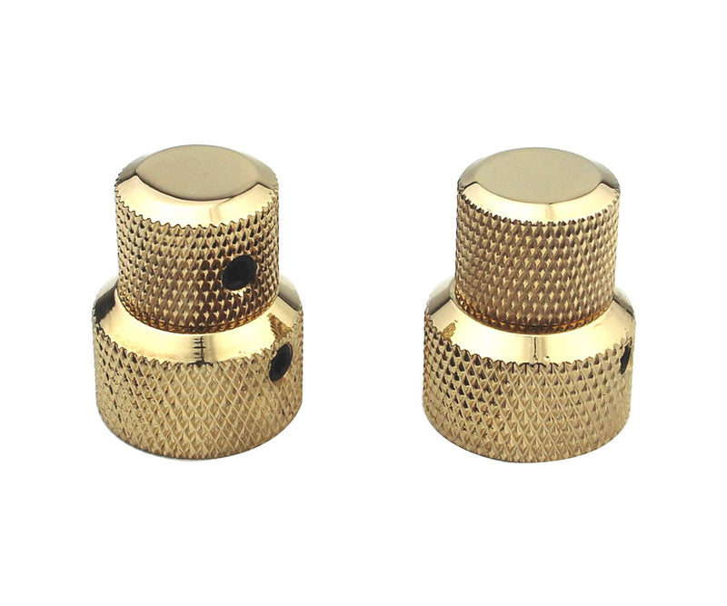 Guyker 2Pcs Brass Concentric Stacked Knobs, Dual Knurled Control Knobs, High Grade Dome Volume Tone Knob Replacement for Electric Guitar or Precision Bass - CNC Machined (Golden) Golden