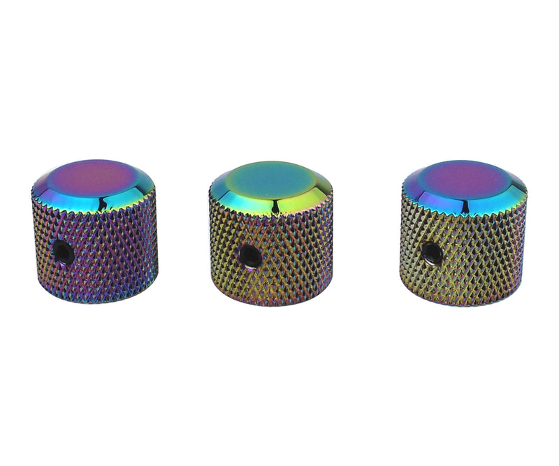 Guyker 3Pcs Potentiometer Control Knobs with 6mm(0.24”) Dia. Shaft Pot - High Grade Knurled Volume Tuning Audio Knob Replacement for Electric Guitar or Precision Bass - CNC Machined(Rainbow Chameleon) Rainbow Chameleon