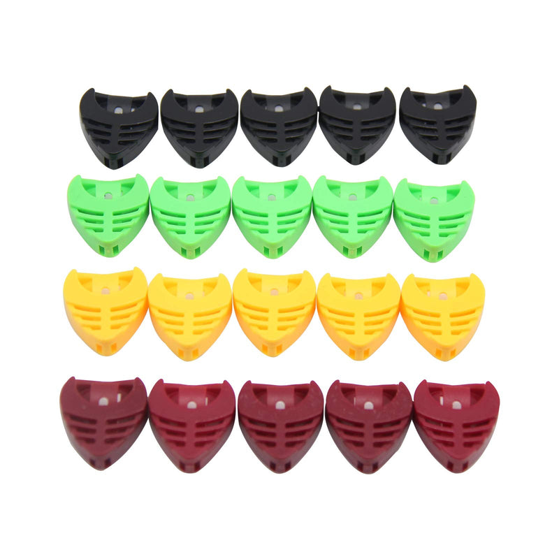 Guitar Pick Holders, Pick Holder Stick on Guitar, 5 Colors 20 Pcs, Guitar Pick Holder Stick On with Adhesive Back and Spring Guitar Accessories Convenient Picks Placement for Electric Guitar Bass