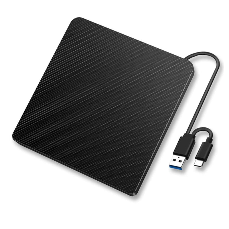 YMY External CD DVD Drive for Laptop, USB3.0 and USB-C 2 in 1 Portable DVD Player CD Burner Reader Writer for Desktop PC Windows 11/10/8/7 Linux Mac OS, Black